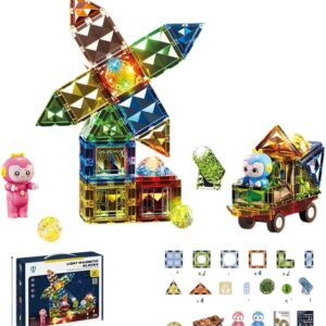 3D Crystal Magnetic Tiles Building Set (57 Pieces)